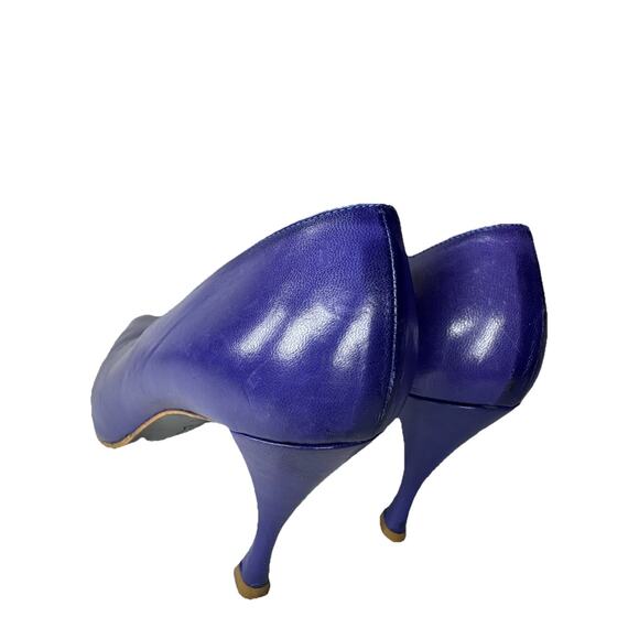 Vtg Charles Jourdan US 8 EU 38 Purple Pumps Leather Heels 80s New Years Eve Glam - Picture 9 of 12